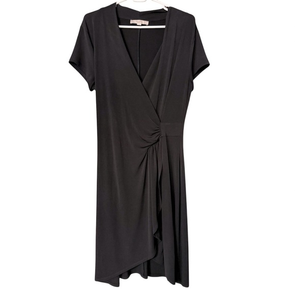 LOFT Black Faux Wrap Career Casual Work Dress L - Picture 1 of 9
